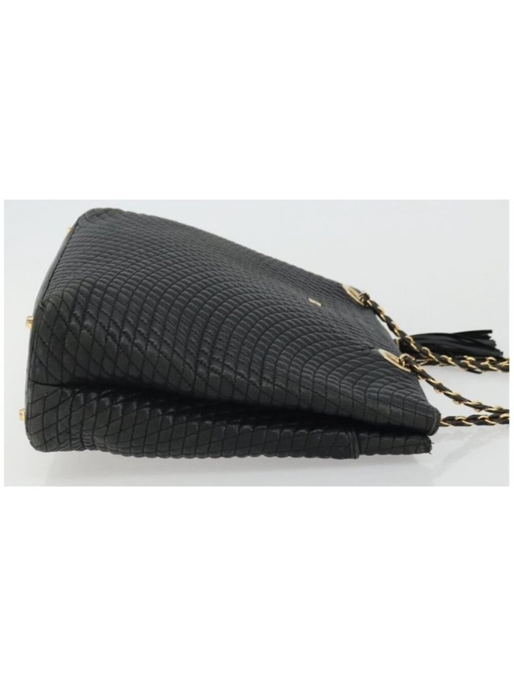 Authentic BALLY Chain Shoulder Bag Leather Black Gold - Picture 9 of 16